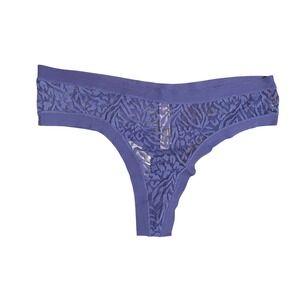NWT Victoria's Secret VS Thong‎ Panties L Sheer Mesh Purple Tiger Design Leopard